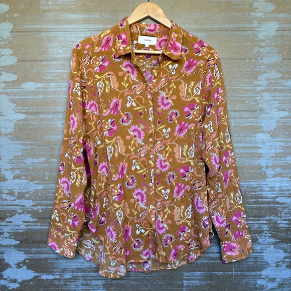 Xirena Sunset Estey Button Down Blouse Floral Boho Preppy Fall Classic Womens M - Picture 1 of 5